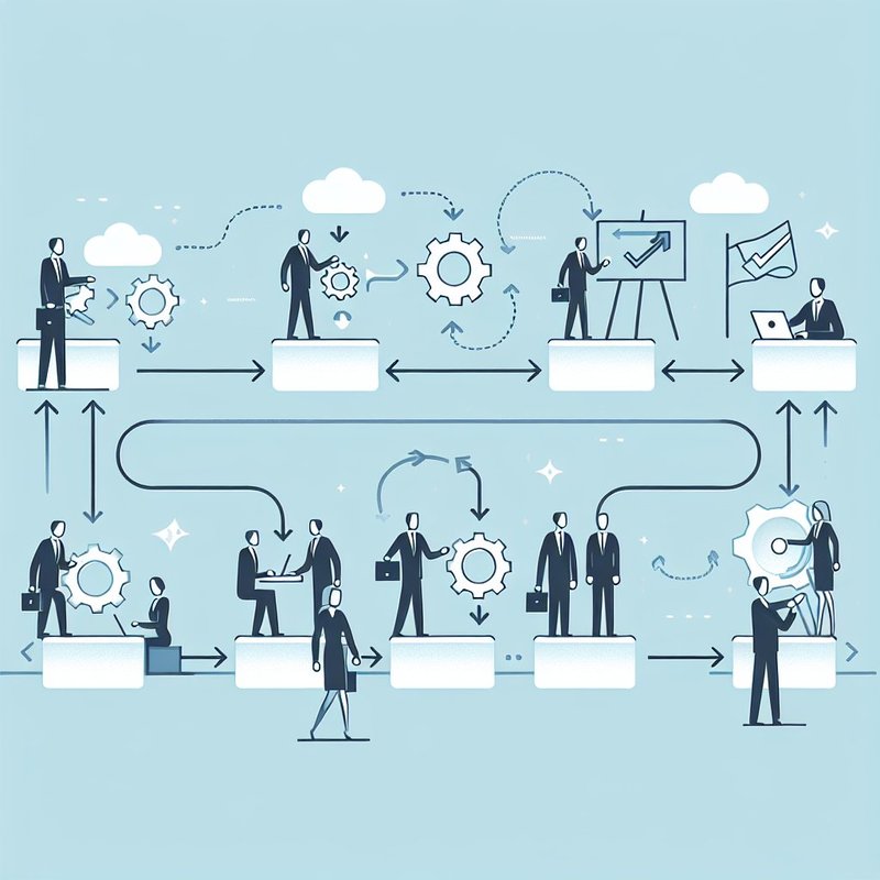 Illustration showing process or workflow illustration related to Agentic workflows and how businesses can utilise them