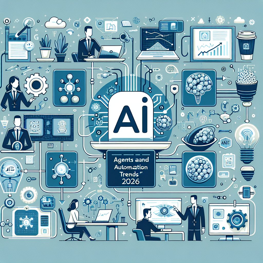 Illustration showing process or workflow illustration related to AI Agents and Automation Trends 2026
