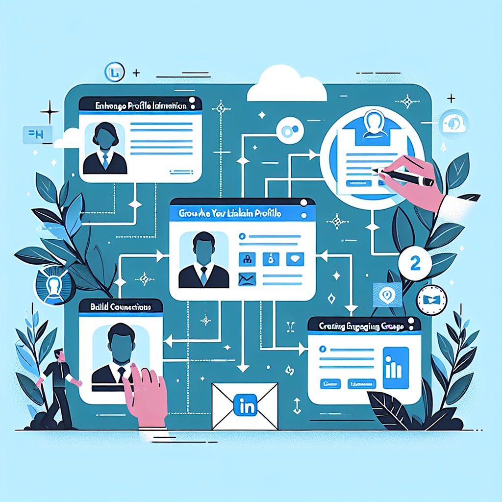 Illustration showing process or workflow illustration related to How to grow your LinkedIn profile in 2026